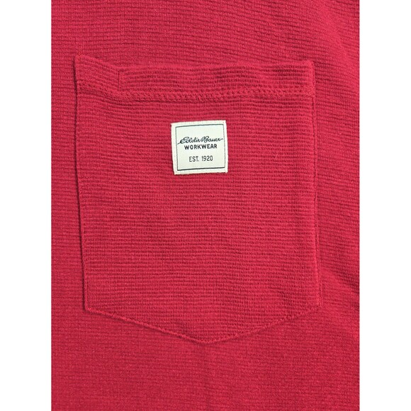 Eddie Bauer Workwear Henley Shirt Chest Pocket Long Sleeve Red Size 2XL NWOT - Picture 4 of 7